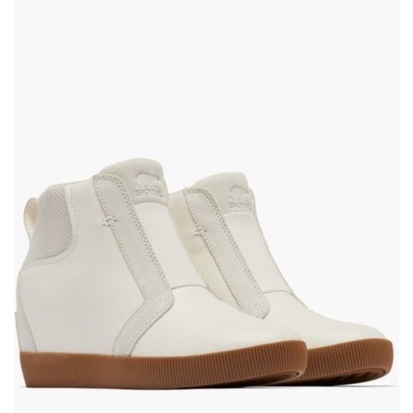 Sorel Out N About Wedge Leather Bootie, Ankle Boots White/Sea‎ Salt, Size 8, NWT - Picture 14 of 15